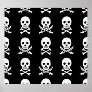 Poster Pirate Skuls Crossbones Motif sans couture