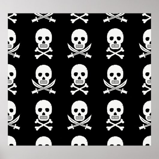 Poster Pirate Skuls Crossbones Motif sans couture (Devant)