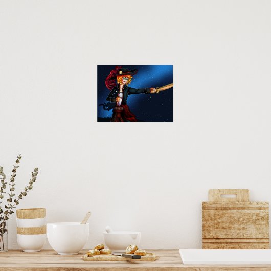 Poster Pirate spatiale et chat spatial (Cuisine)