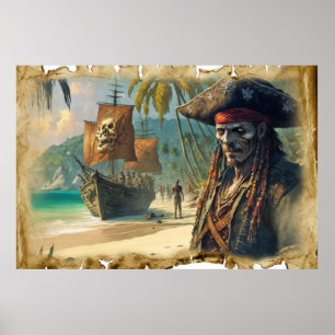 Poster Pirate sur l'île au trésor