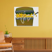 Poster Pirate Treasure Chest with Jewels and Sword