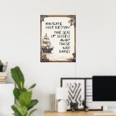 Poster Pirate vie mots de motivation (Bureau à domicile)
