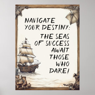 Poster Pirate vie mots de motivation