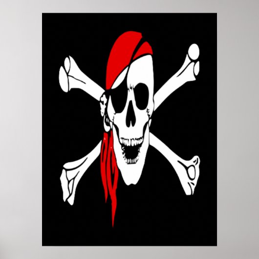 Poster Pirate vintage de crossbones en mer (Devant)