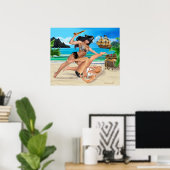POSTER PIRATES FILLES QUI SE BATTENT (Bureau à domicile)
