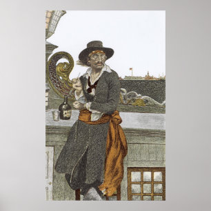 Poster Pirates vintages, Kidd sur la plate-forme de