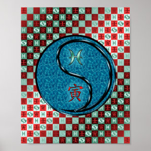 Poster Pisces et tigre d'eau