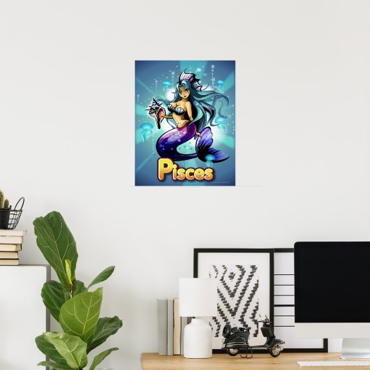 Poster 'Pisces' sous la sirène d'anime (Bureau à domicile)