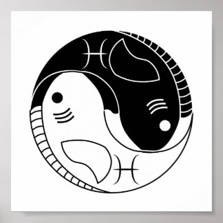 Poster pisces yin yang poisson astrologie zodiaque symbol