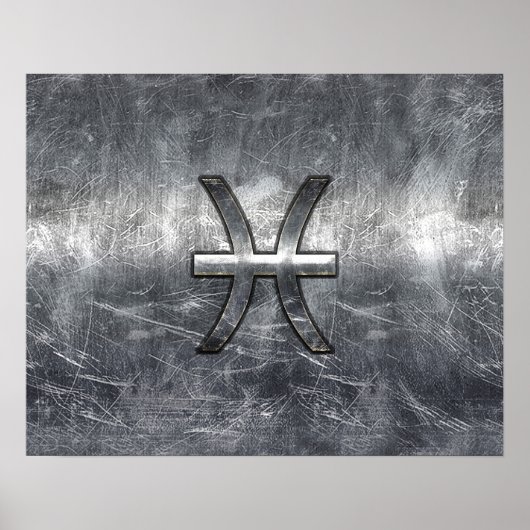 Poster Pisces Zodiac Connexion Gruning acier style print (Devant)