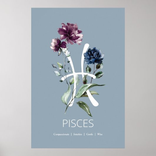 Poster Pisces Zodiac Star Sign Art Print (Devant)