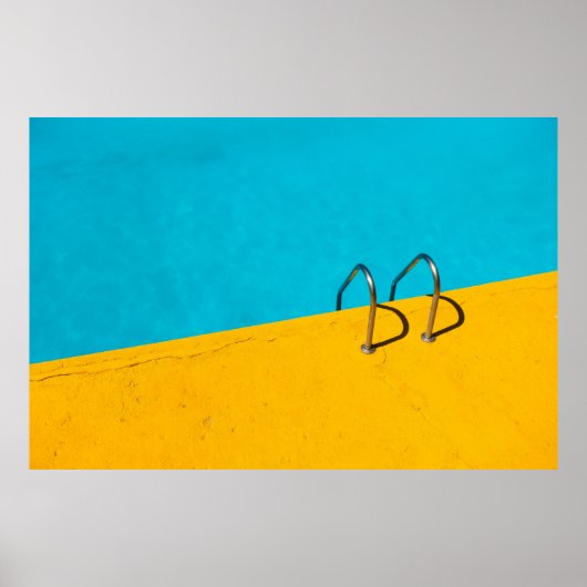 Poster Piscine avec échelle en acier inoxydable (Devant)