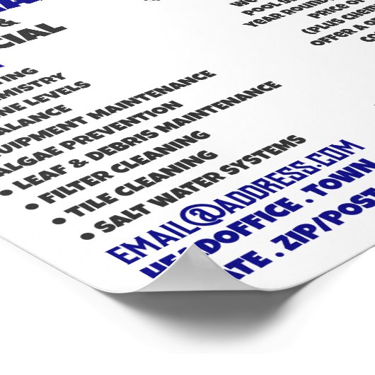 Poster Piscine Conception Piscine Service De Nettoyage (Coin)