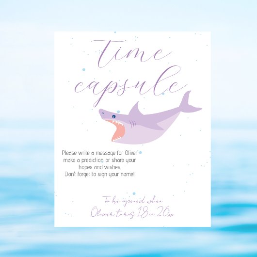 Poster Piscine d'été pour les requins et capsule d'heure