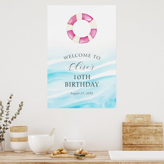 Poster Piscine fête d'anniversaire (Cuisine)