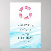 Poster Piscine fête d'anniversaire (Devant)