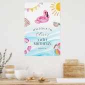 Poster Piscine fête d'anniversaire (Cuisine)