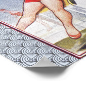 Poster Piscine Fête Nage Vintage Été (Coin)