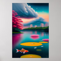 Piscine Koi de Singapour - Art en toile