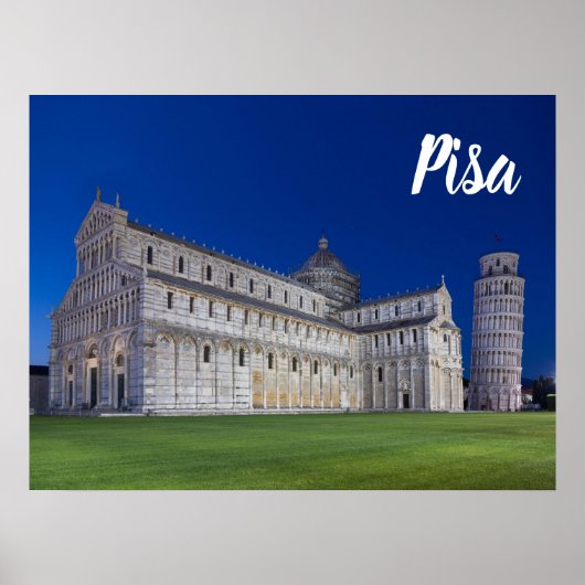 Poster Pise Tour penchée Panorama de nuit Italie Cadeau (Devant)