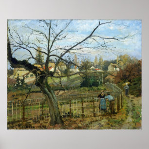 Poster Pissarro - Conversation près de la clôture 1872