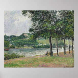 Poster Pissarro - Cours-La-Reine À Rouen Gris Météo