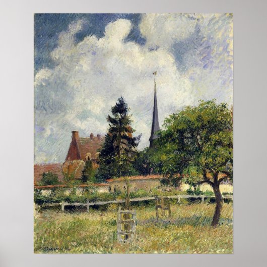 Poster Pissarro - Église À Eragny 1884 (Devant)