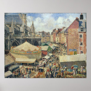Poster Pissarro - Foire à Dieppe Matin Ensoleillé 1901