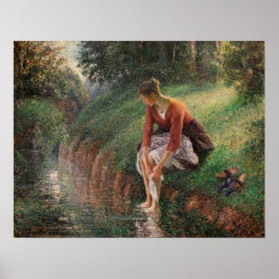 Poster Pissarro - Jeune Femme se Baignant les Pieds 1895