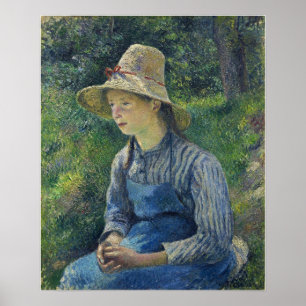 Poster Pissarro - Jeune paysanne portant un chapeau 1881