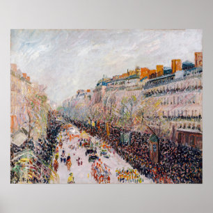 Poster Pissarro - Montmartre, Mardi Gras sur le boulevard