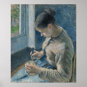 Poster Pissarro - Petit déjeuner Jeune paysanne Café