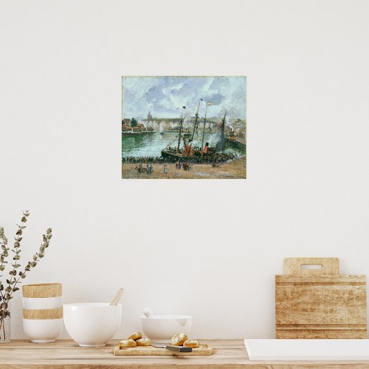 Poster Pissarro - Port intérieur Dieppe Marée haute matin (Cuisine)