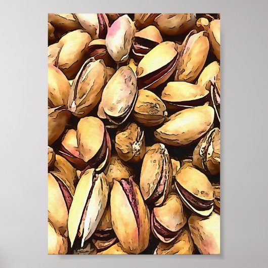 Poster Pistachio Nuts Black Outline Art (Devant)