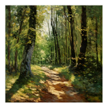 Piste boisée paisible - Peinture impressionniste