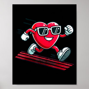 Poster Piste de course de la Saint-Valentin cœur d'amour