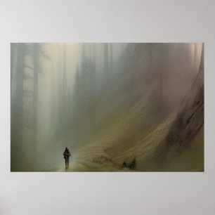 Poster Piste de montagne - Peinture colorée