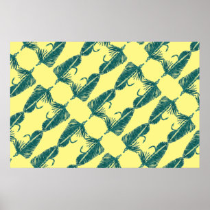 Poster Piste Matuka verte, pêche à la mouche, art de liag