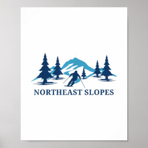 Poster Pistes du nord-est Vermont Station de ski du Vermo