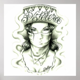 Poster pistolera tattoo motif