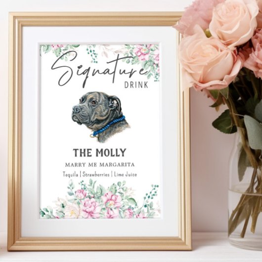 Poster Pit Bull Chien Signature Boire Signal