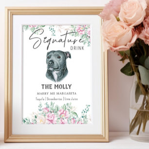 Poster Pit Bull Chien Signature Boire Signal