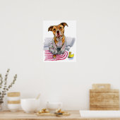 Poster Pit Bull Dog en Peinture Aquarelle Peinture (Cuisine)