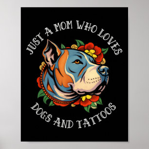 Poster Pit Bull Maman Qui Aime Les Chiens Et Les Tatouage