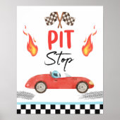 Poster Pit Stop Blue Race Car Deux Fast Boy Anniversaire (Devant)