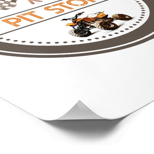 Poster Pit Stop Orange Quad Bike Signal d'anniversaire (Coin)