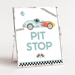 Poster Pit Stop Race Car Birthday Party Sign