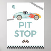 Poster Pit Stop Race Car Birthday Party Sign (Devant)