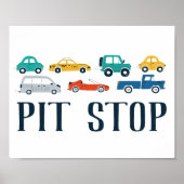 Poster Pit Stop Transport Signal d'anniversaire (Devant)