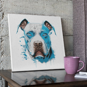 Poster Pitbulbe blanc aux yeux bleus